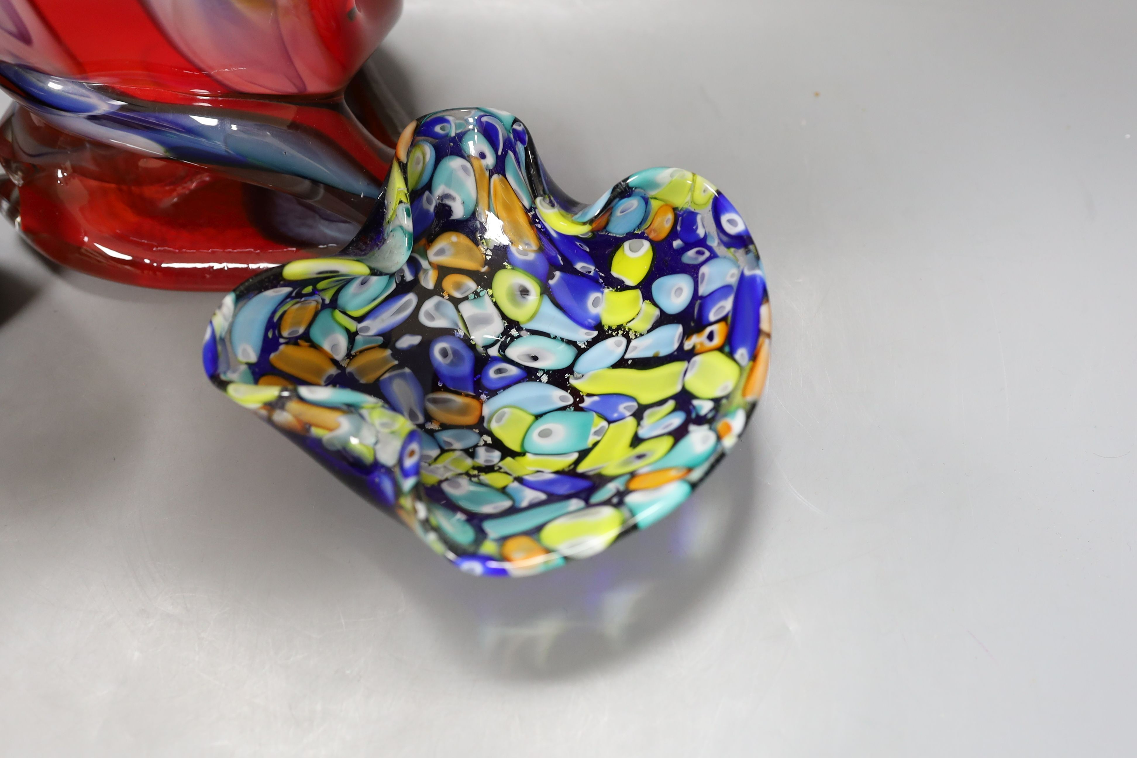 Three items of Murano glass, tallest 42cm